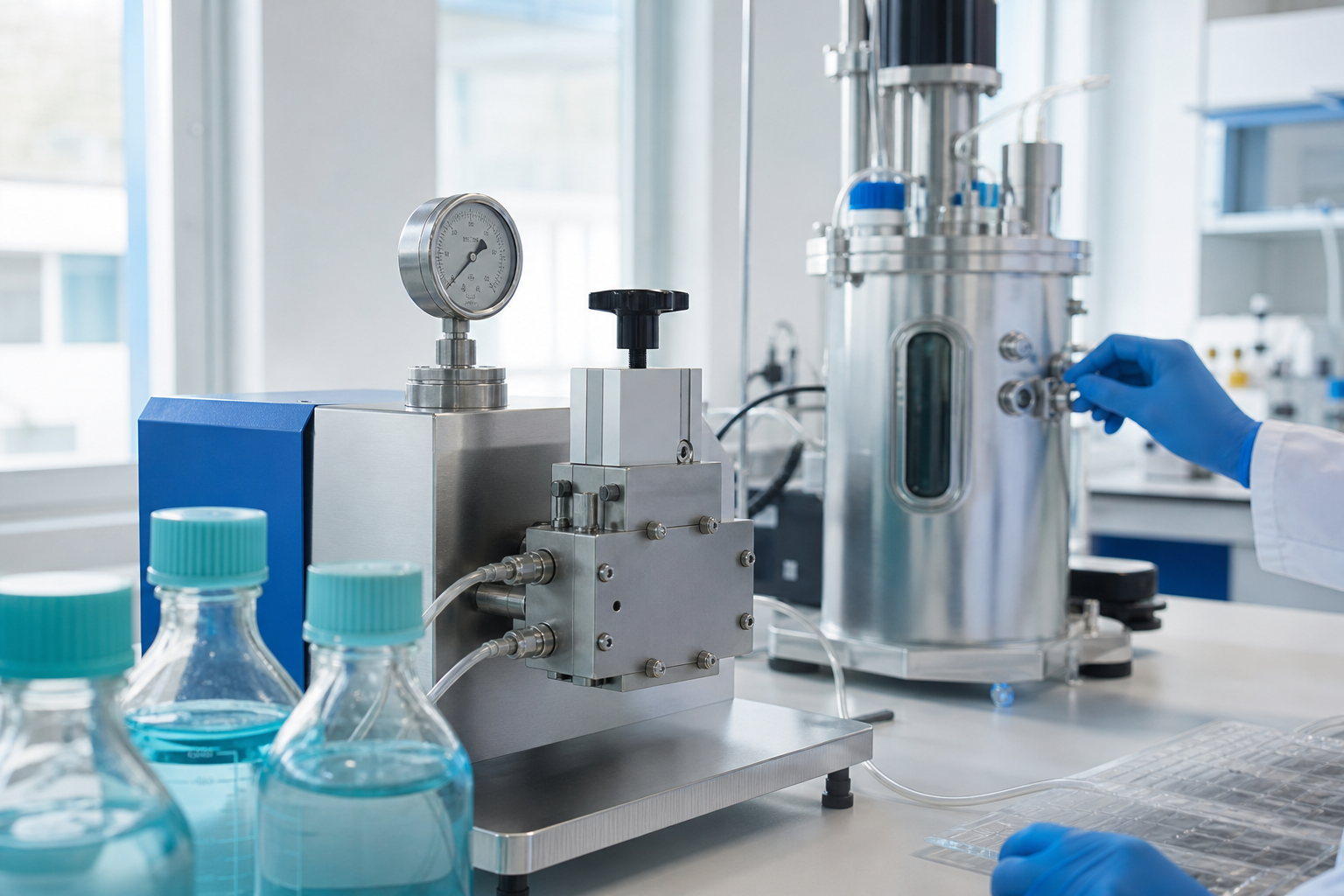 Controlled cell disruption equipment for bioengineering process development