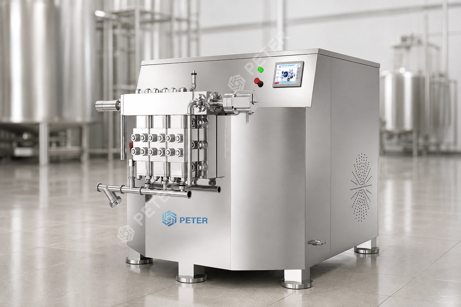 CAS PETER PT-500 high-pressure homogenizer in a dairy factory