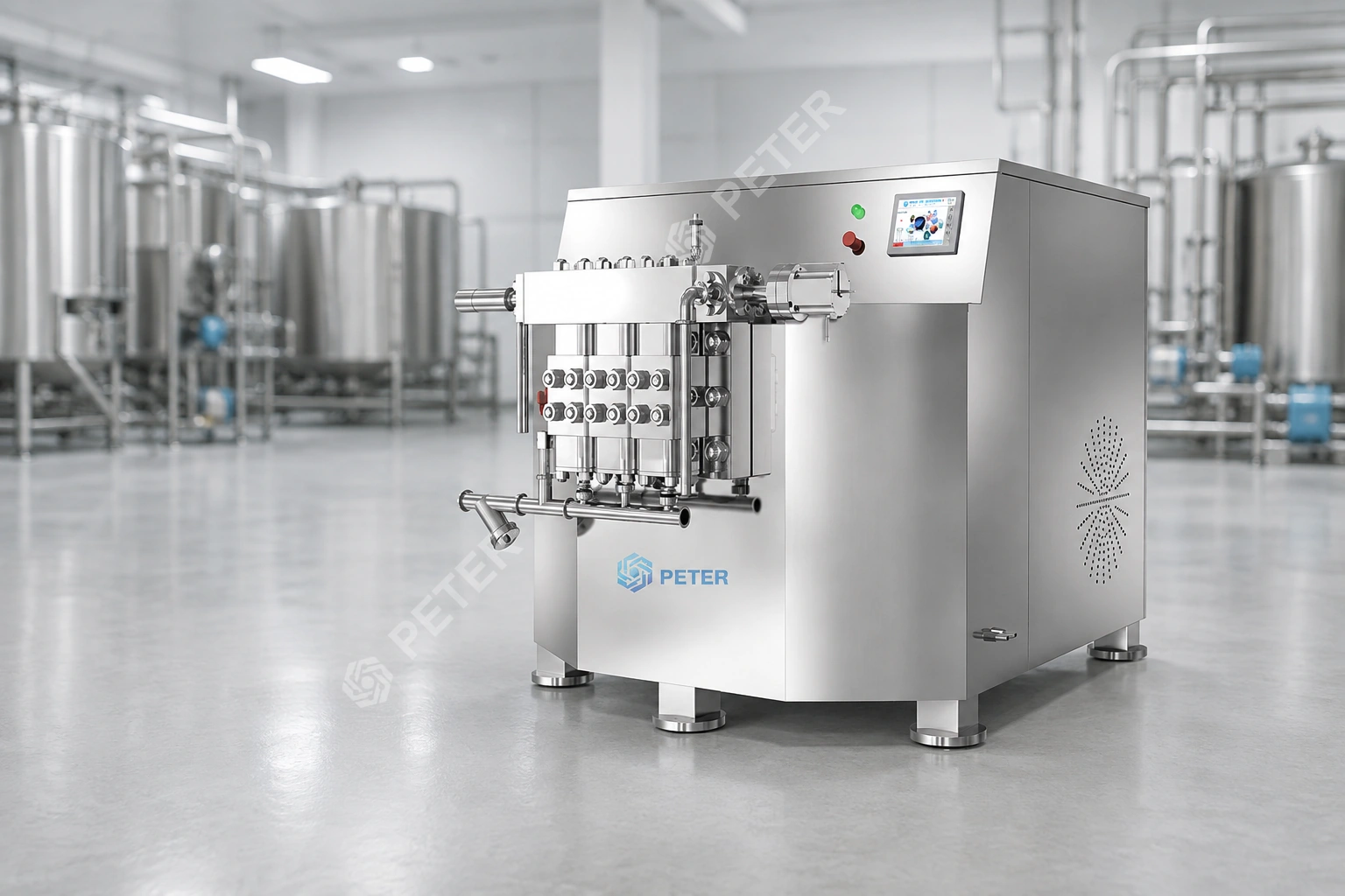 CAS PETER PT-500 high-pressure homogenizer in a dairy and ice cream production factory