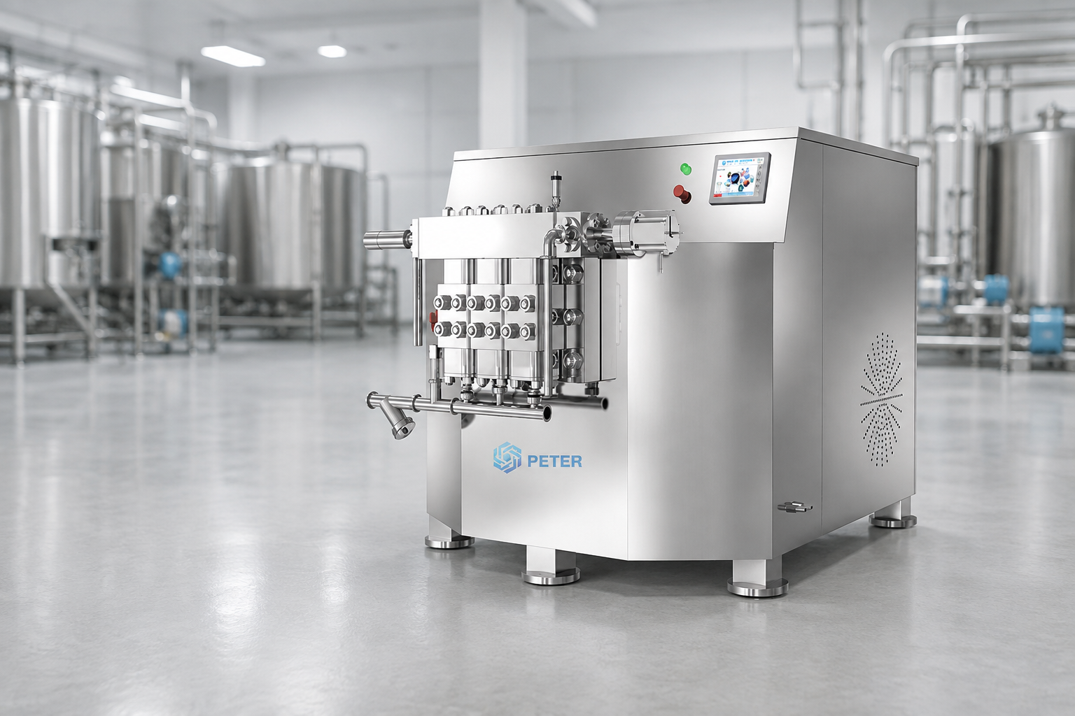 CAS PETER PT-500 high-pressure homogenizer in a dairy and ice cream production factory