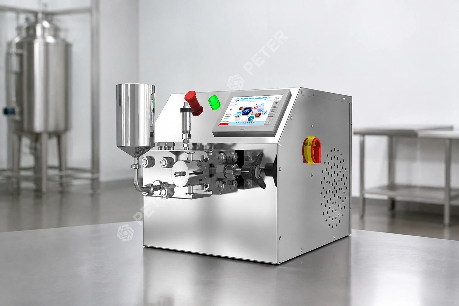 CAS PETER PT-20 high-pressure homogenizer in an ice cream pilot factory