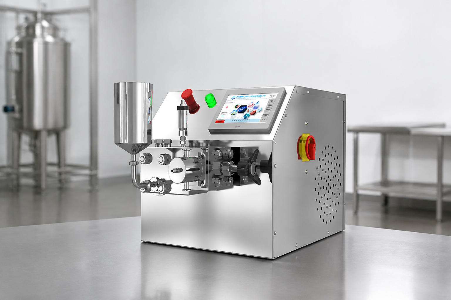 CAS PETER PT-20 high-pressure homogenizer in an ice cream pilot factory