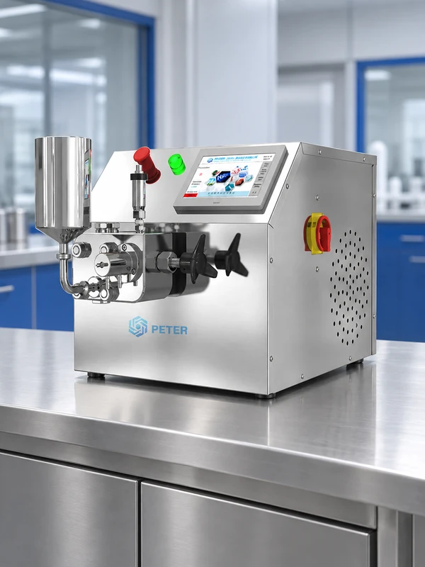 Rotor-stator mixing head and vessel during an emulsion process trial
