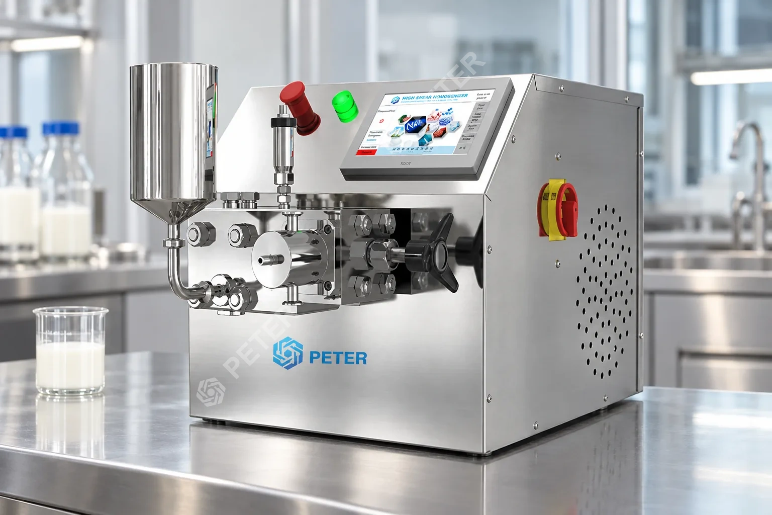 CAS PETER laboratory high-pressure homogenizer for controlled formulation trials