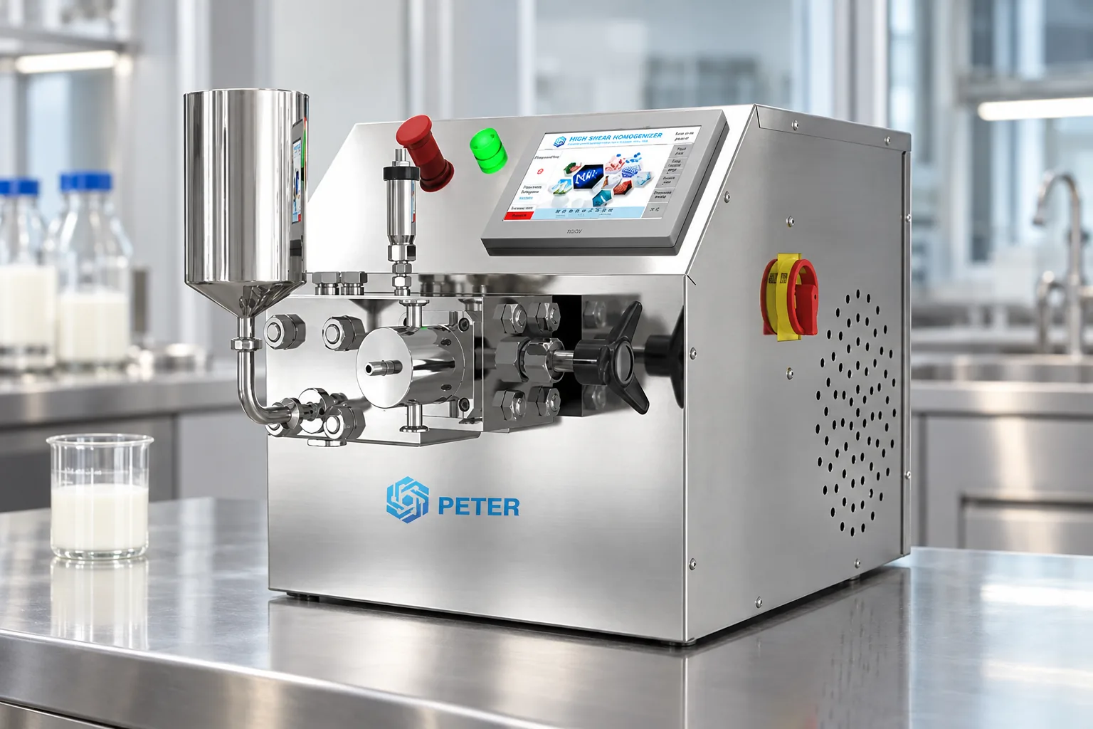 CAS PETER laboratory high-pressure homogenizer for controlled formulation trials