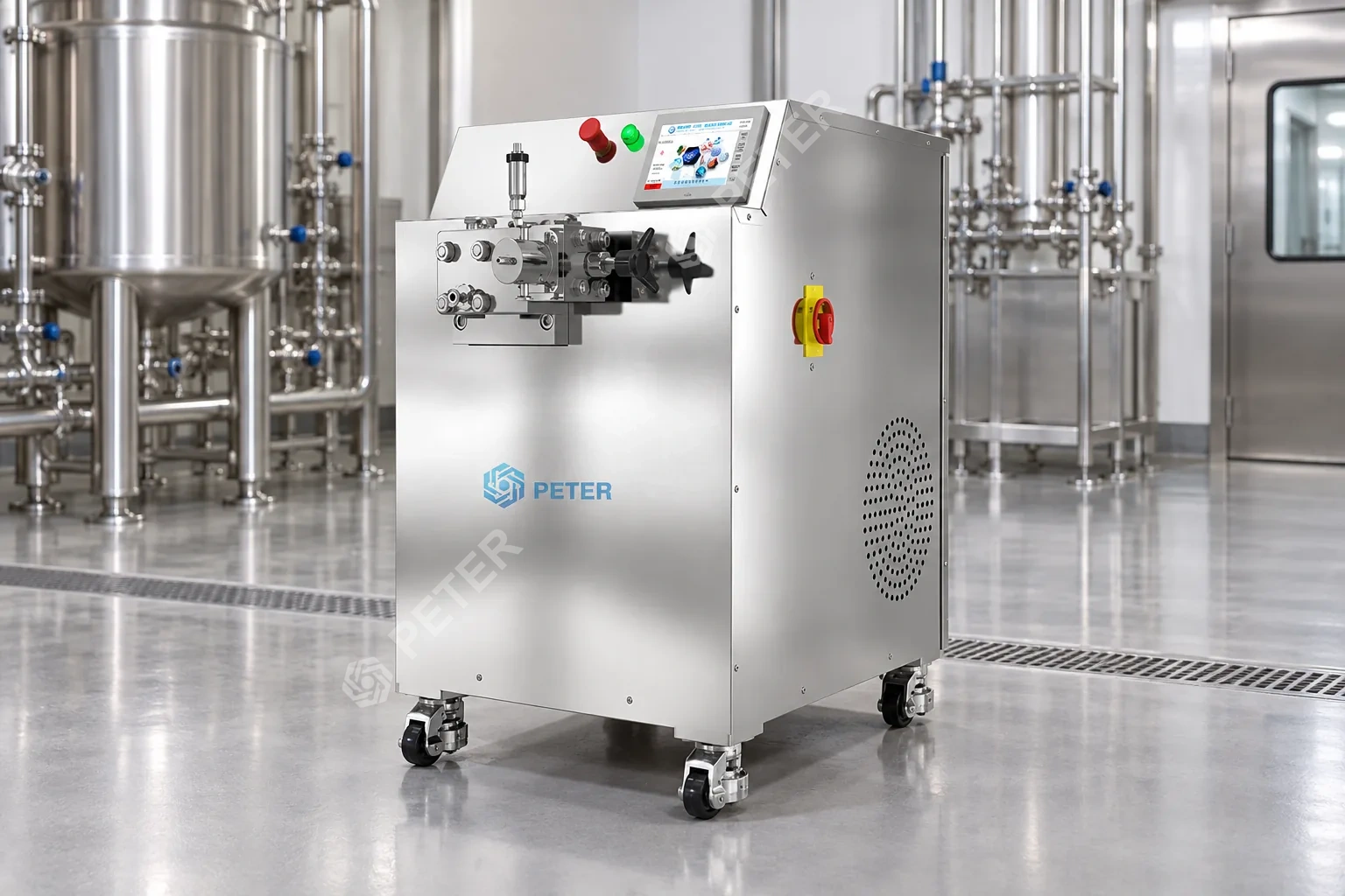 CAS PETER pilot high-pressure homogenizer in a hygienic process suite
