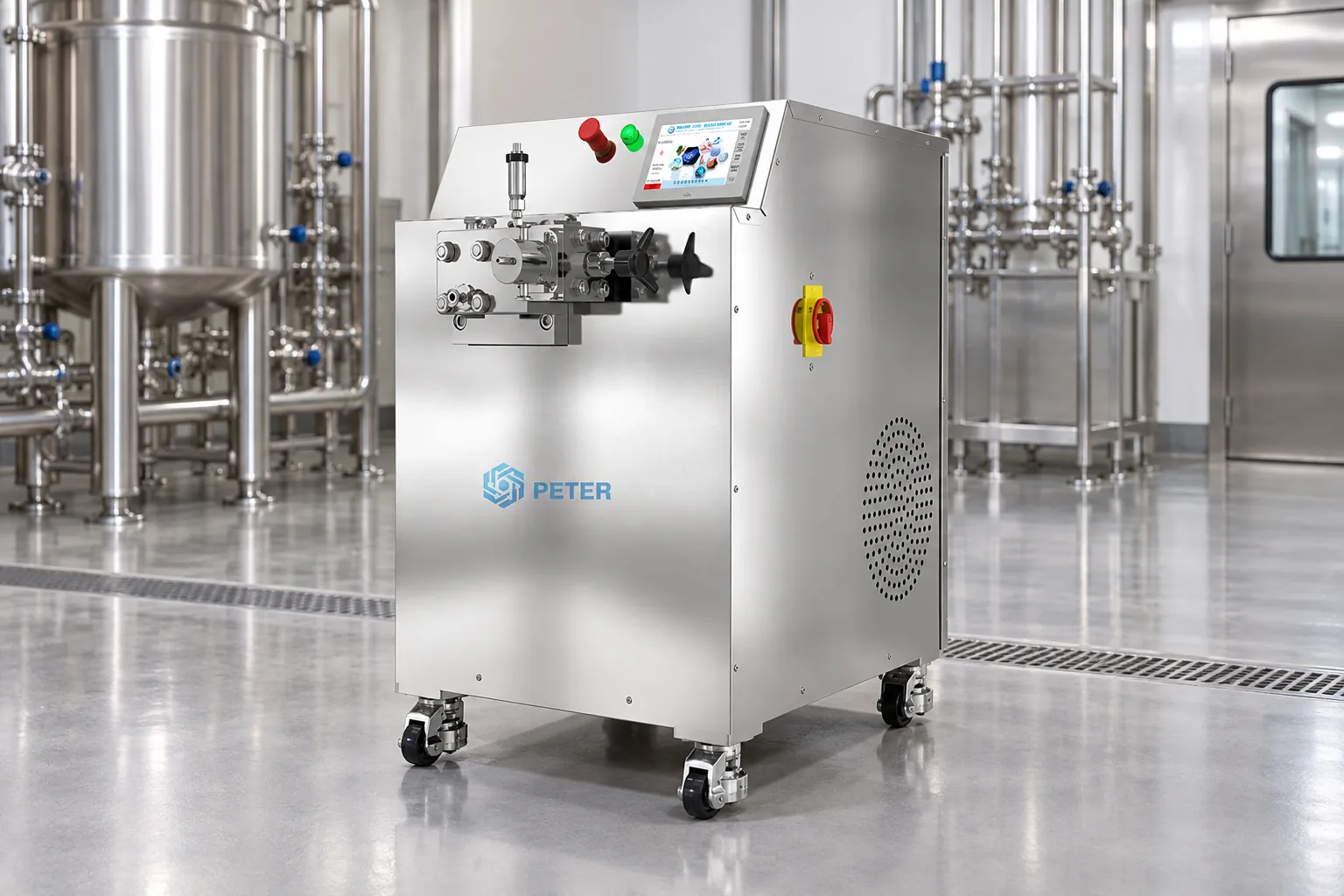 CAS PETER pilot high-pressure homogenizer in a hygienic process suite