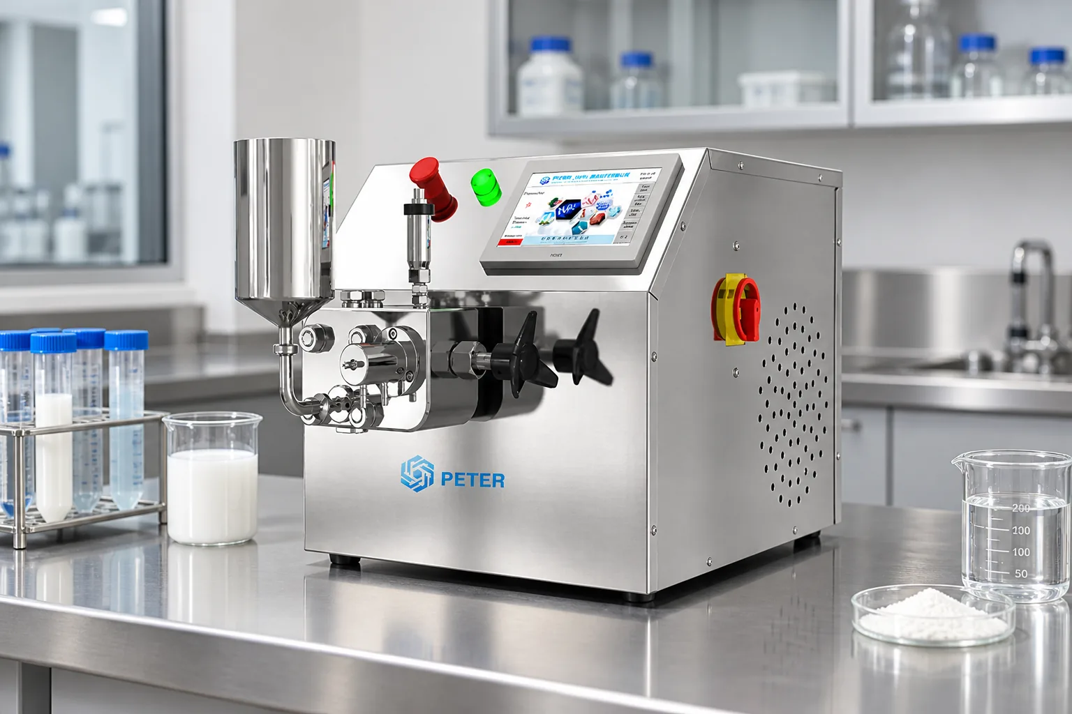 CAS PETER laboratory high-pressure homogenizer in a clean sample-preparation room