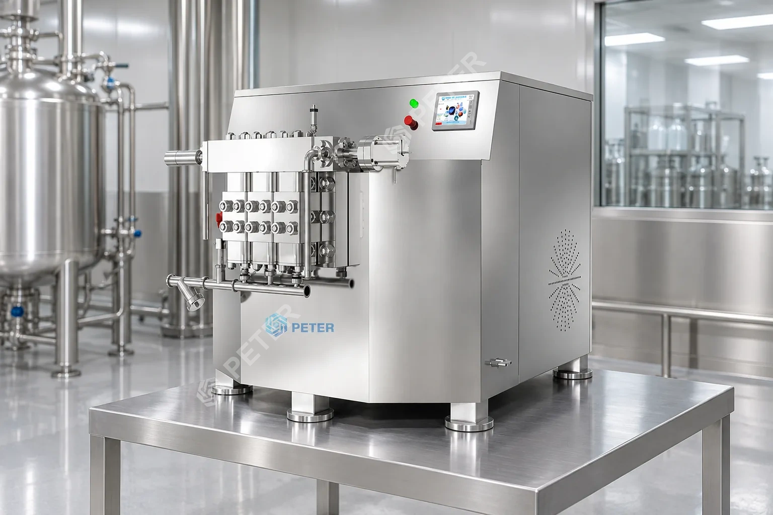 CAS PETER production high-pressure homogenizer in a hygienic formulation factory