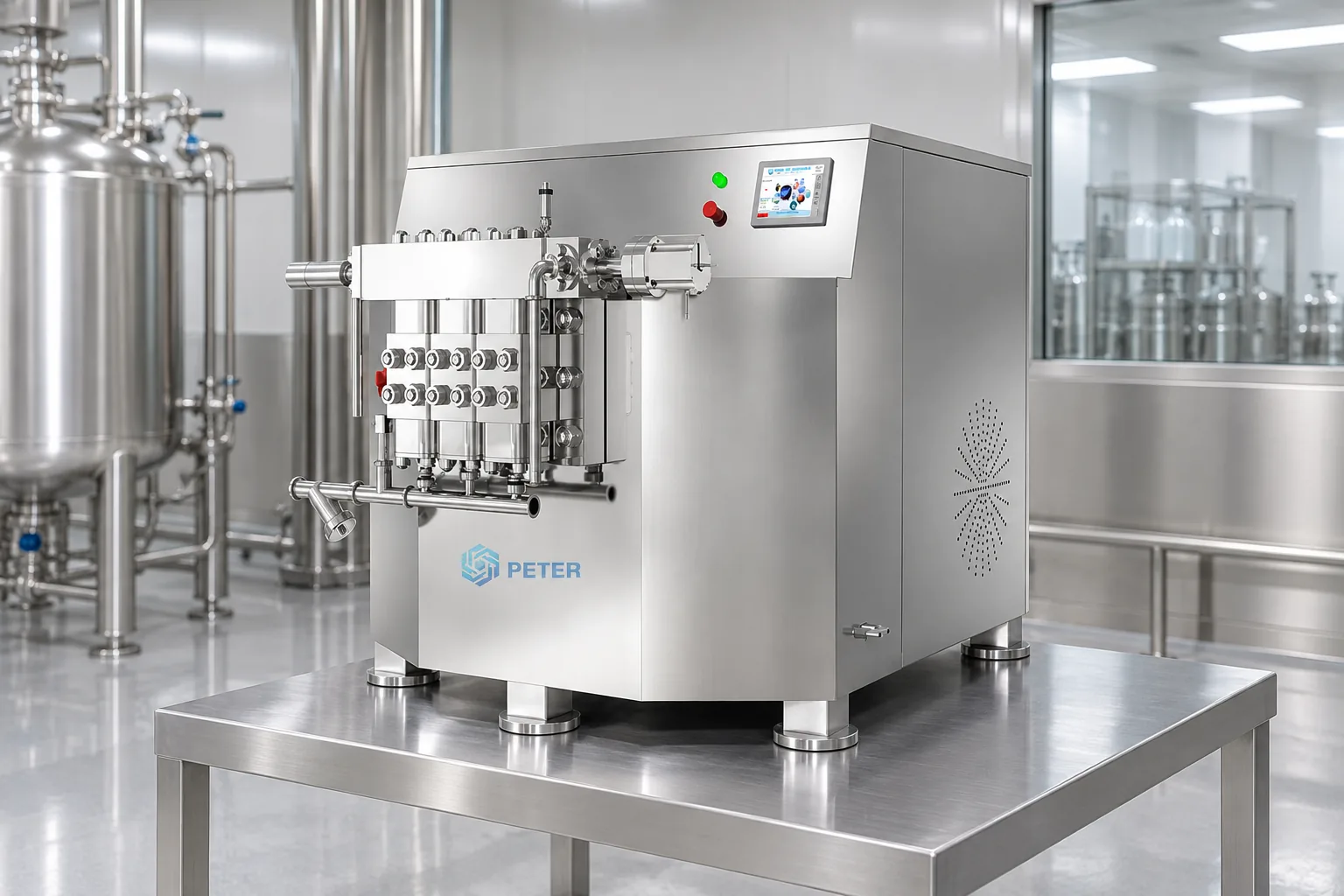 CAS PETER production high-pressure homogenizer in a hygienic formulation factory