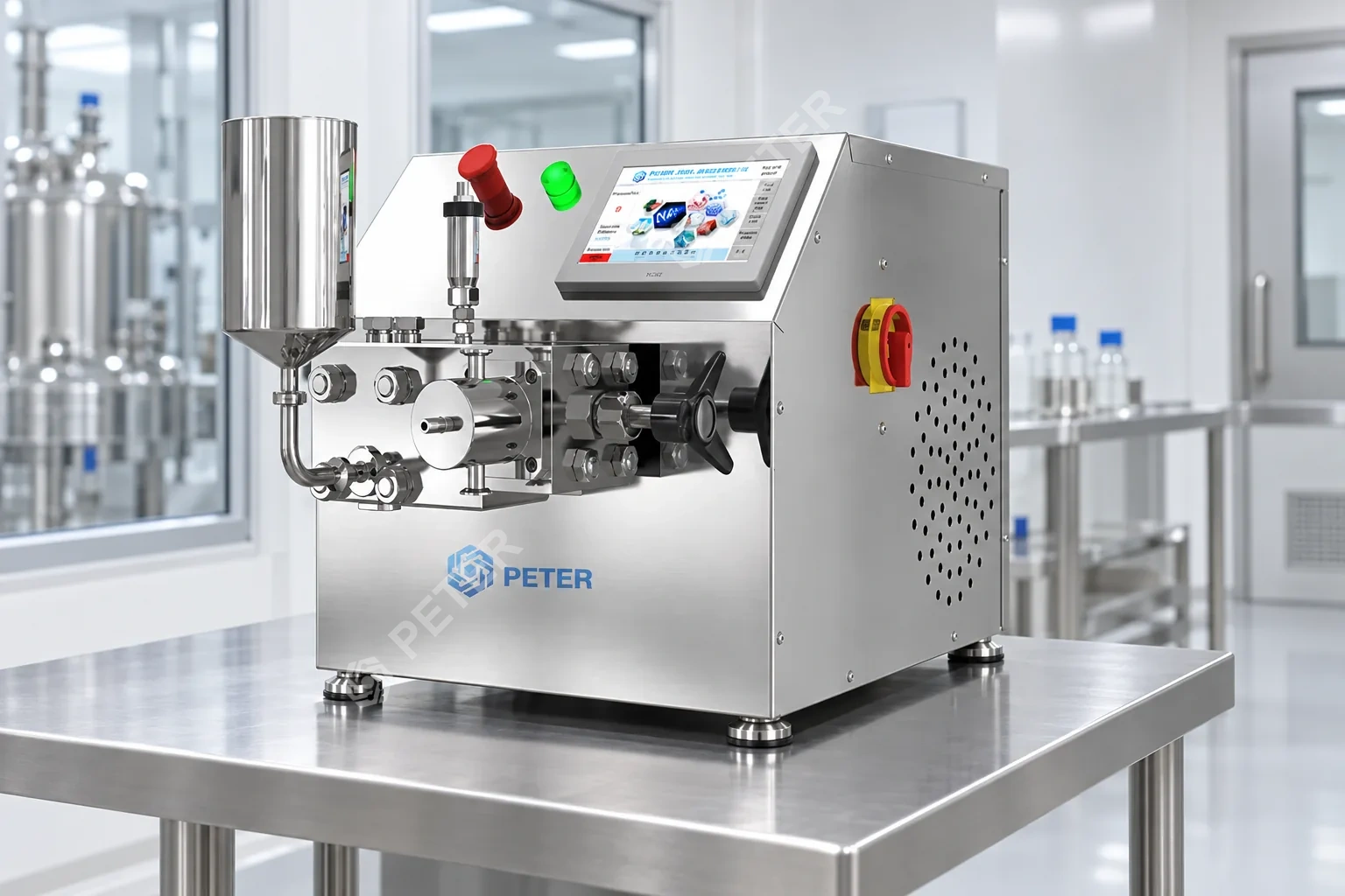 CAS PETER laboratory high-pressure homogenizer in a controlled sample-preparation room