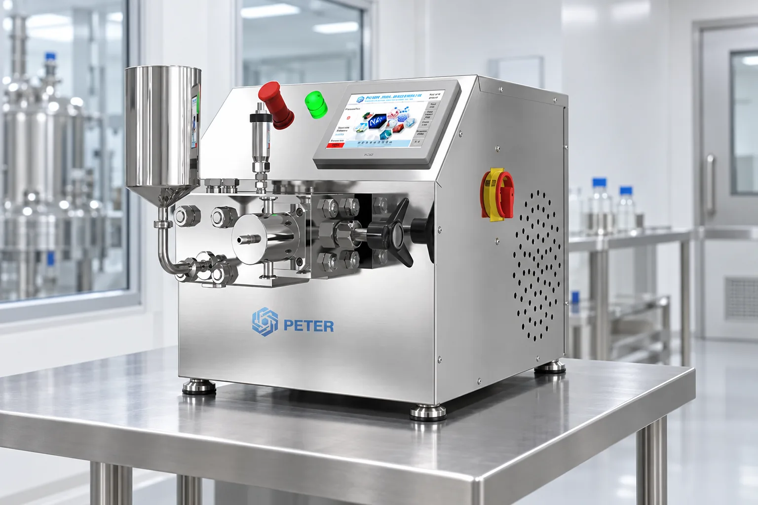 CAS PETER laboratory high-pressure homogenizer in a controlled sample-preparation room