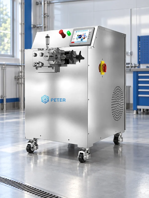 CAS PETER pilot homogenizer with clear maintenance access in a hygienic factory technical room