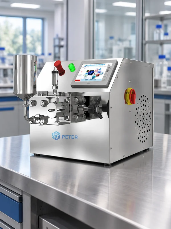 CAS PETER high-pressure homogenizer in a laboratory purchase qualification setting