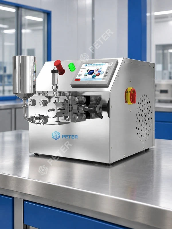 CAS PETER benchtop homogenizer in a controlled factory laboratory