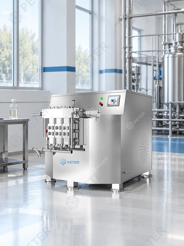 CAS PETER PT500 high-pressure homogenizer in an illustrative bioprocess-factory development laboratory; visible exterior and inspection access