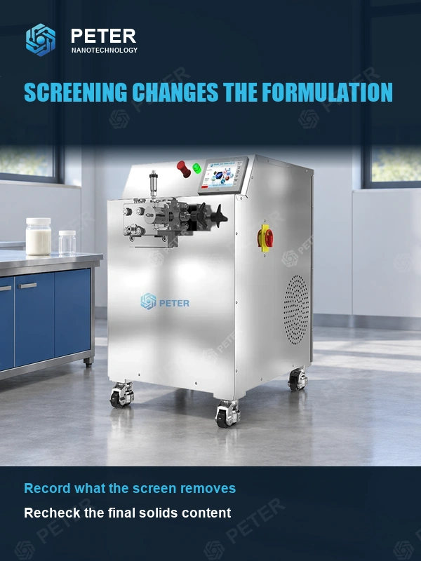 CAS PETER PT-40 in an illustrative factory setting: Screening changes the formulation.