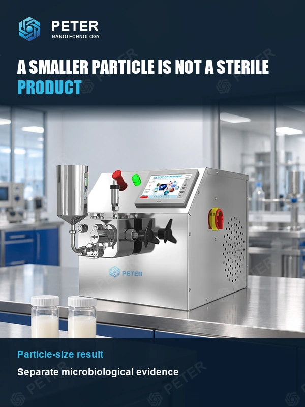 CAS PETER PT-10 in an illustrative factory setting: A smaller particle is not a sterile product.