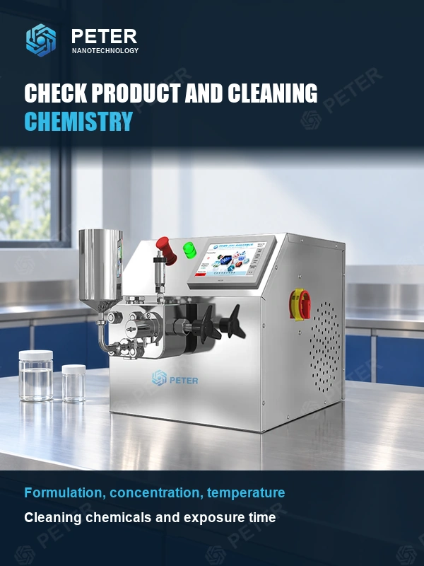 CAS PETER PT-10 in an illustrative factory setting: Check product and cleaning chemistry.